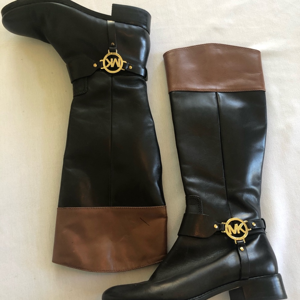 Michael Kors Preston Leather Boots, size 8.5